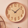 Orsina Vitus Natural Wall Clock – Round Scandi Style Wooden Timepiece