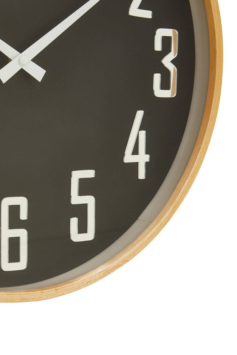 Orsina Vitus Black Wall Clock – Modern Round Design with Natural Trim