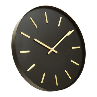 Orsina Vitus Black and Gold Wall Clock – Modern Minimalist Timepiece