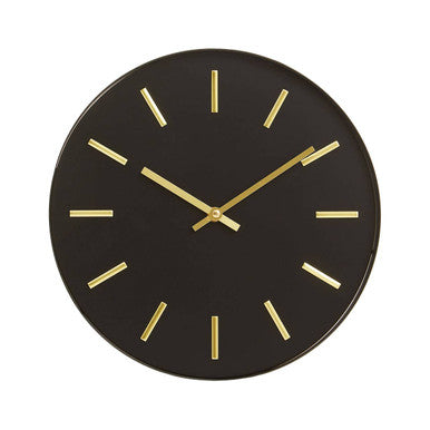 Orsina Vitus Black and Gold Wall Clock – Modern Minimalist Timepiece