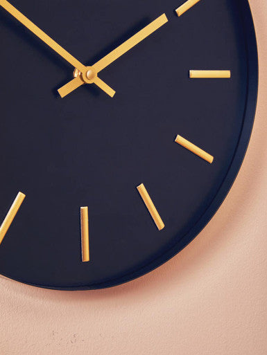 Orsina Vitus Black and Gold Wall Clock – Modern Minimalist Timepiece