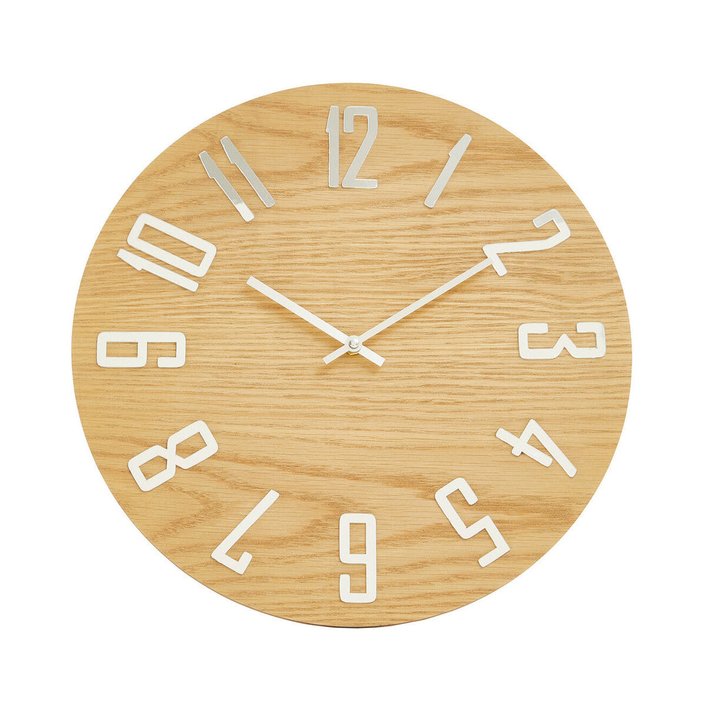 Orsina Vitus Natural Wood Effect Wall Clock – Minimalist Round Timepiece