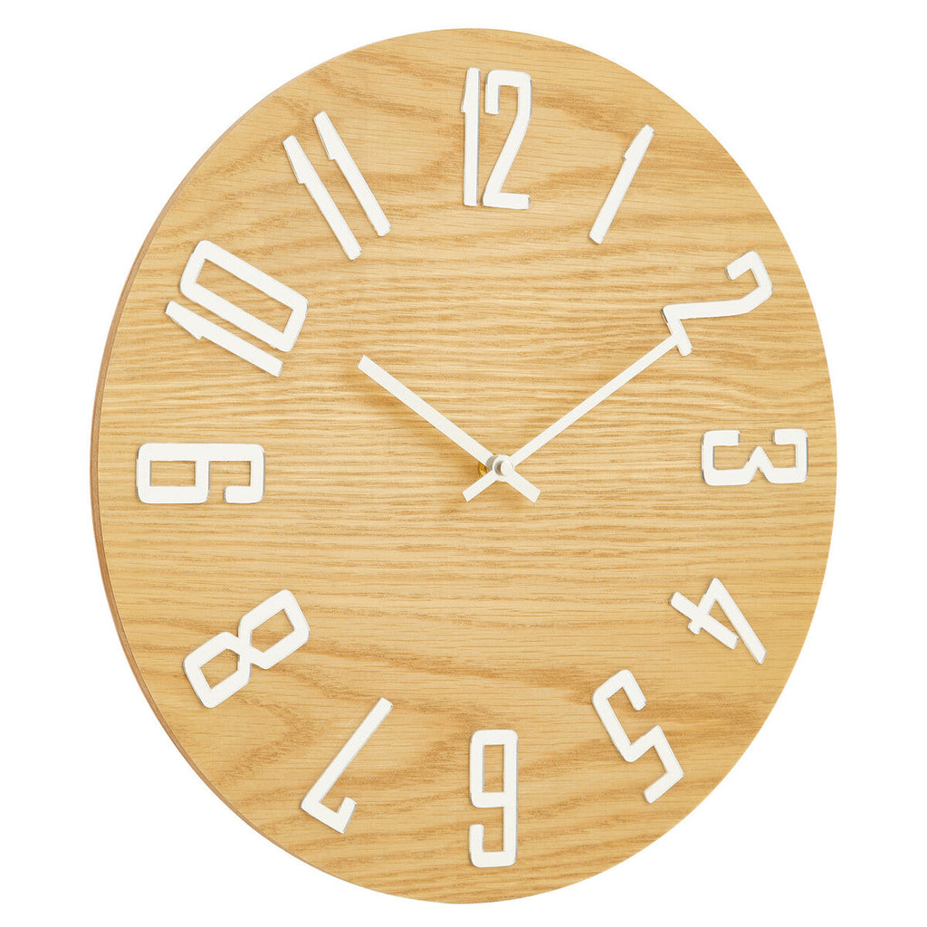 Orsina Vitus Natural Wood Effect Wall Clock – Minimalist Round Timepiece