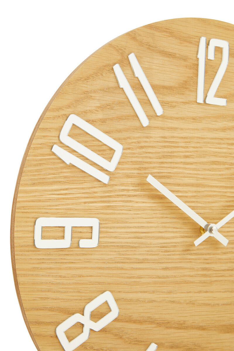 Orsina Vitus Natural Wood Effect Wall Clock – Minimalist Round Timepiece
