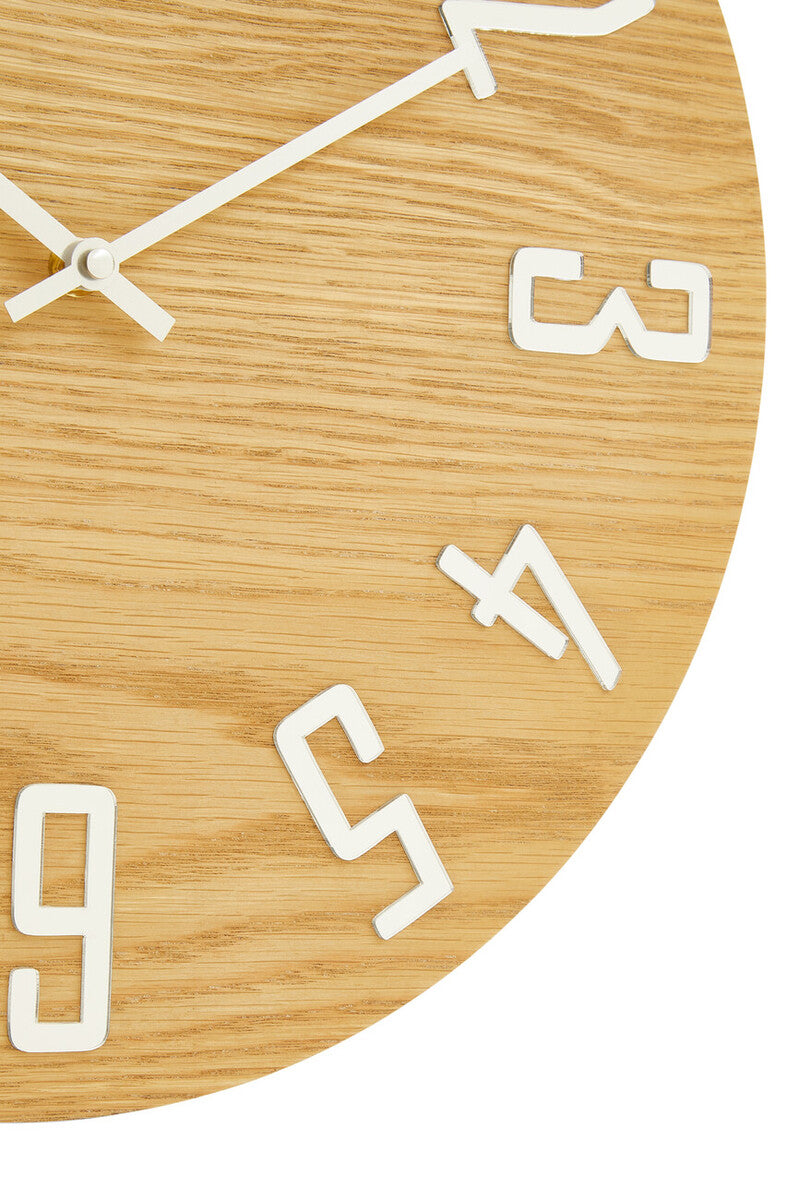 Orsina Vitus Natural Wood Effect Wall Clock – Minimalist Round Timepiece