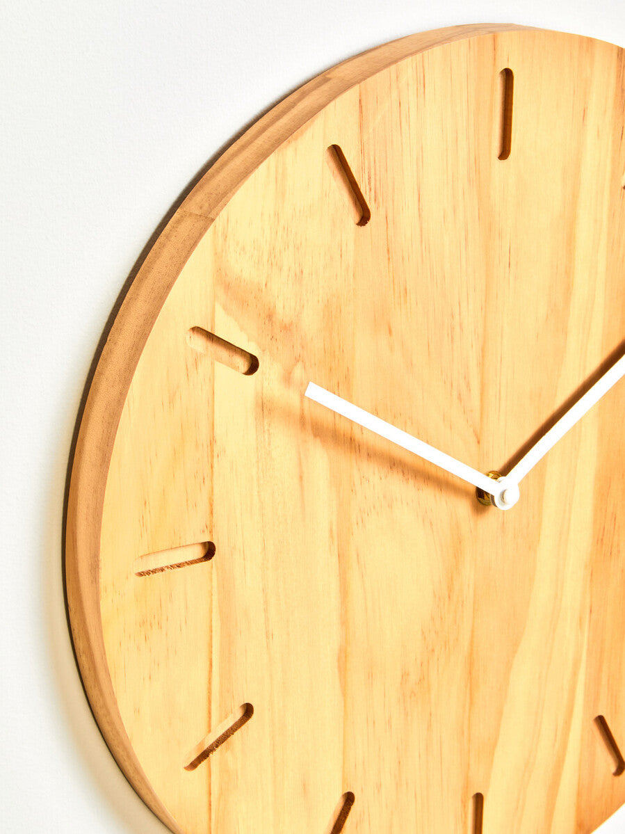 Orsina Vitus Modern Wall Clock – Natural Oak Wood Finish, 12-Inch