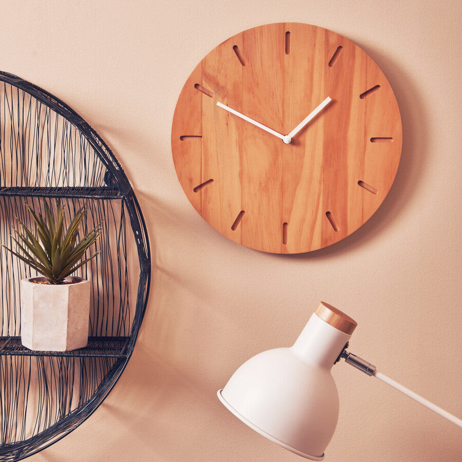 Orsina Vitus Modern Wall Clock – Natural Oak Wood Finish, 12-Inch