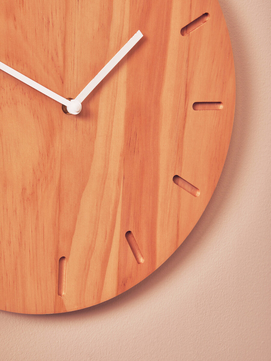 Orsina Vitus Modern Wall Clock – Natural Oak Wood Finish, 12-Inch
