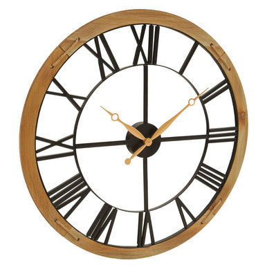 Orsina Vitus Black Metal Wall Clock | Gold Hands & Roman Numerals