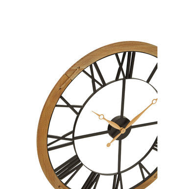 Orsina Vitus Black Metal Wall Clock | Gold Hands & Roman Numerals