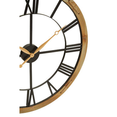 Orsina Vitus Black Metal Wall Clock | Gold Hands & Roman Numerals