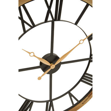 Orsina Vitus Black Metal Wall Clock | Gold Hands & Roman Numerals