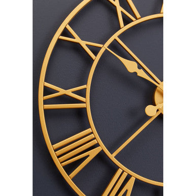 Orsina Vitus Gold Wall Clock – Modern Open Face Metal Timepiece