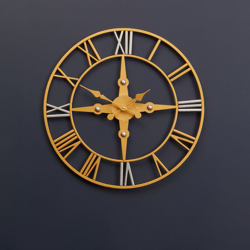 Orsina Vitus Wall Clock – Gold and Silver Vintage Metallic Decor