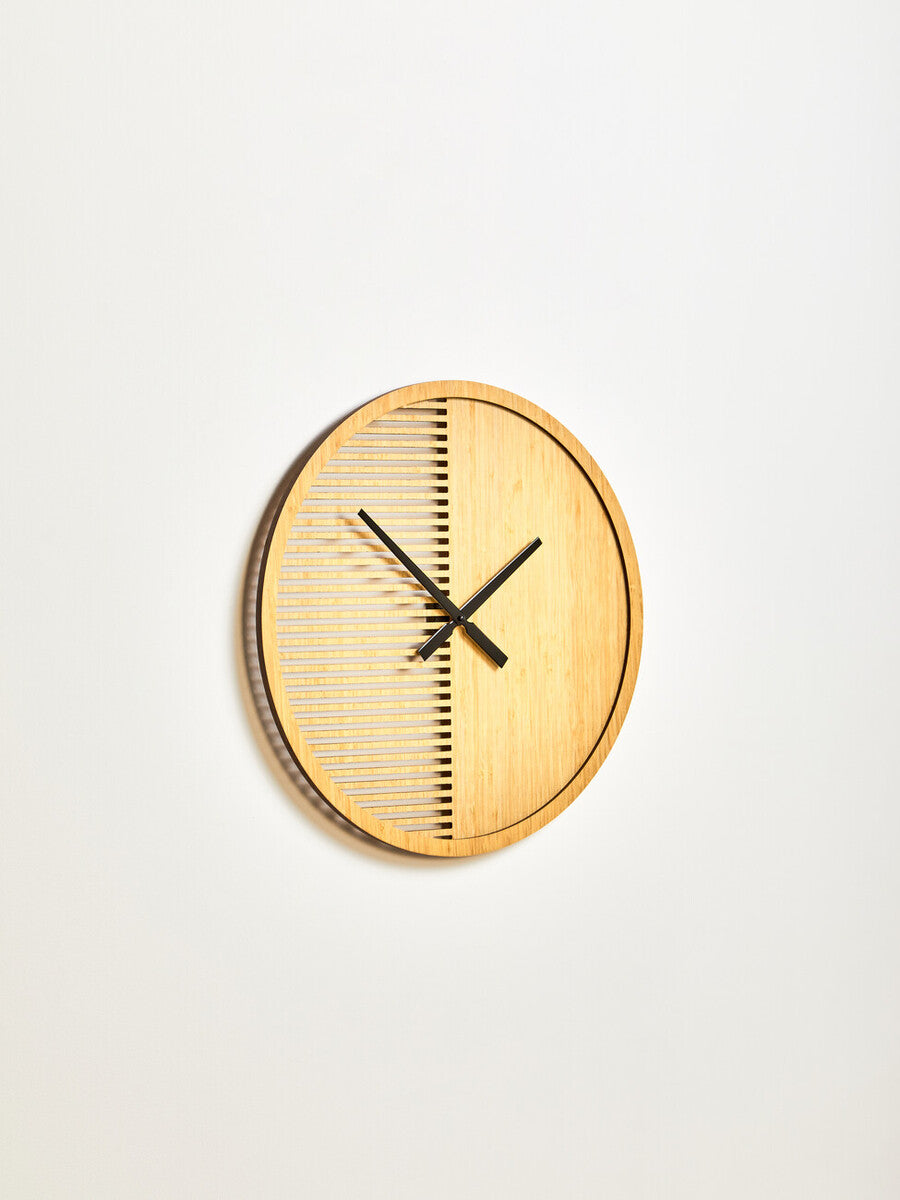 Orsina Vitus Small Wall Clock – Modern Wood Effect with Cutout Dial