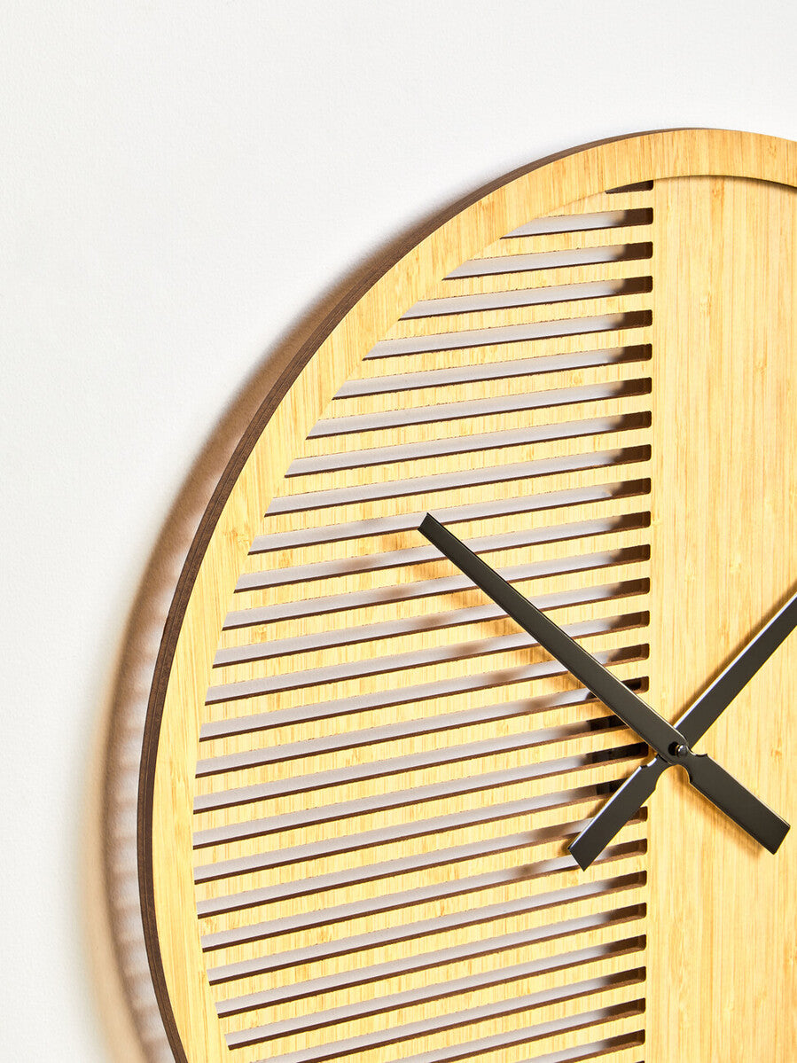 Orsina Vitus Small Wall Clock – Modern Wood Effect with Cutout Dial