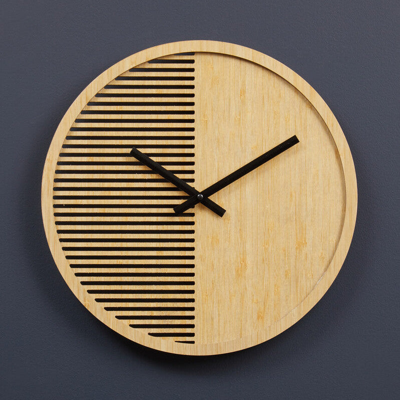 Orsina Vitus Small Wall Clock – Modern Wood Effect with Cutout Dial