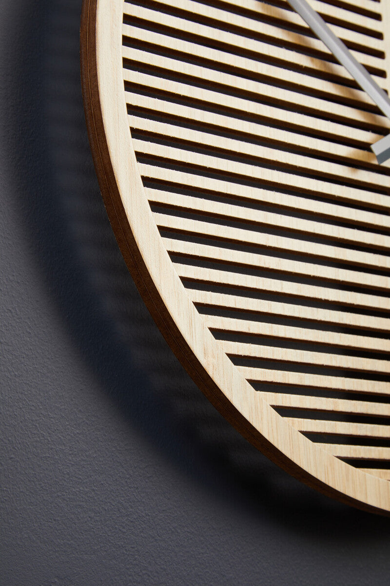 Orsina Vitus Small Wall Clock – Modern Wood Effect with Cutout Dial