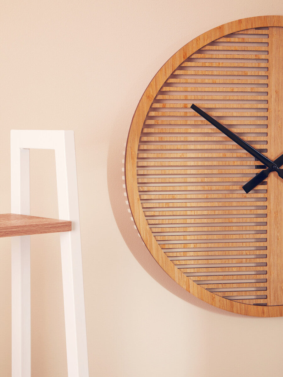 Orsina Vitus Large Wooden Wall Clock – Modern Minimalist Round Decor