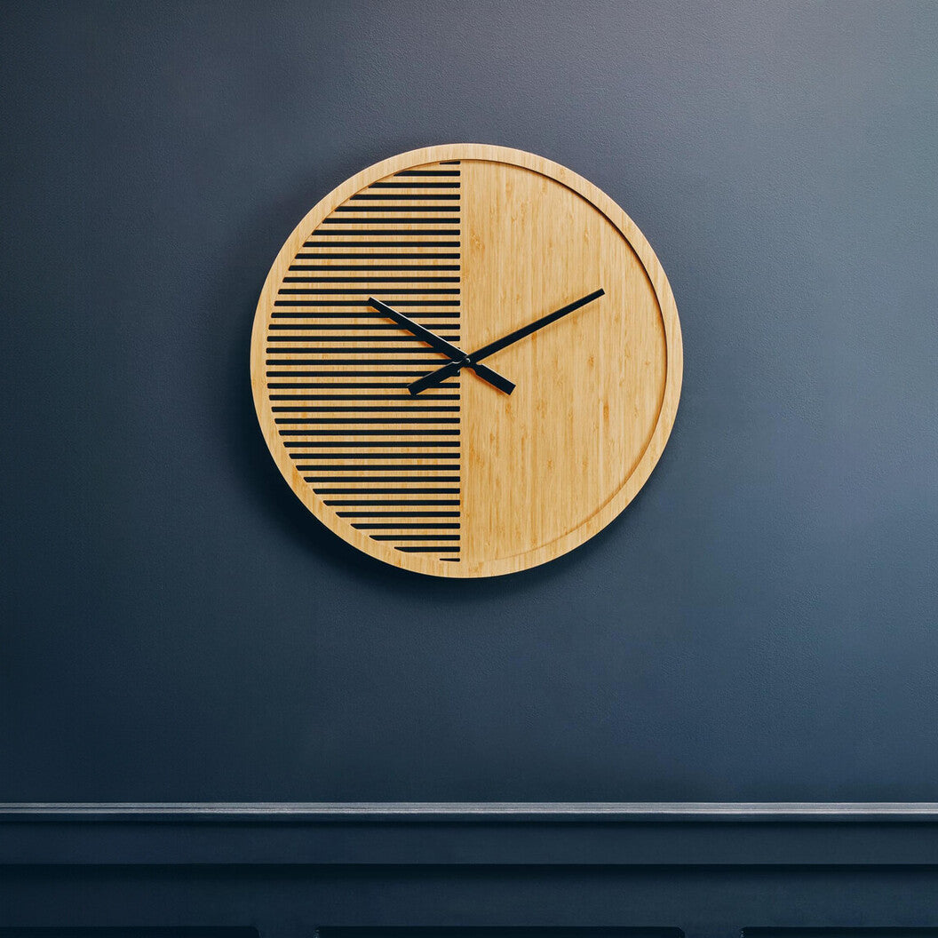 Orsina Vitus Large Wooden Wall Clock – Modern Minimalist Round Decor