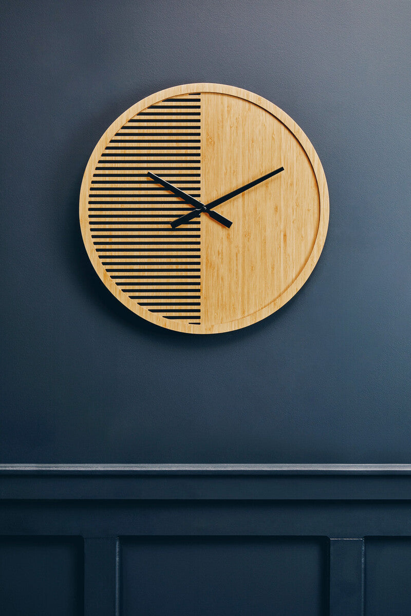 Orsina Vitus Large Wooden Wall Clock – Modern Minimalist Round Decor