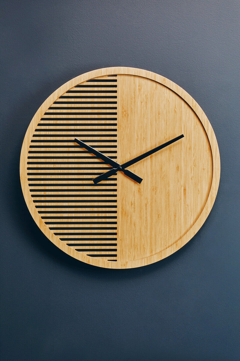 Orsina Vitus Large Wooden Wall Clock – Modern Minimalist Round Decor