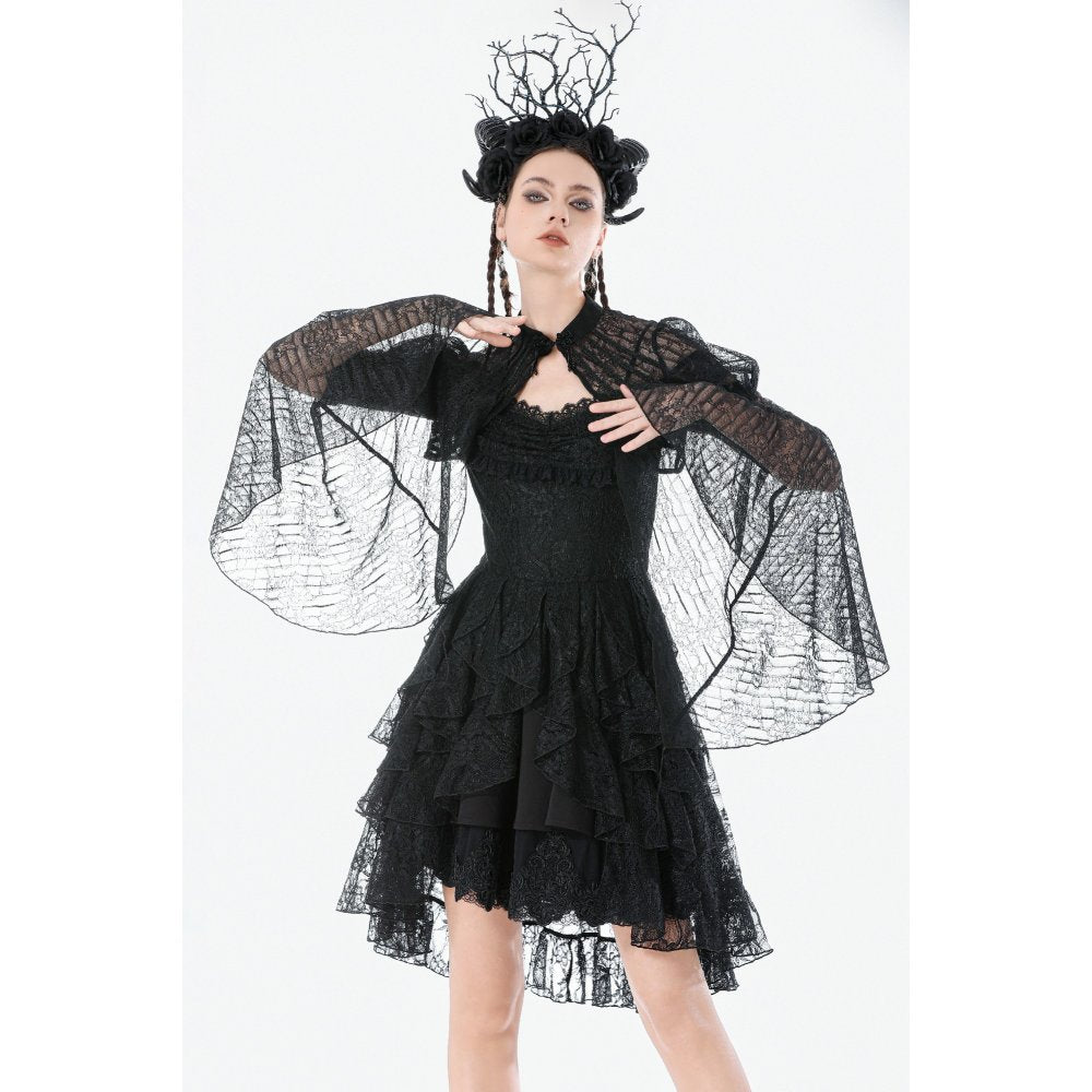 Dark in Love Elara Gothic Black Lace Shoulder Cape – Victorian Style