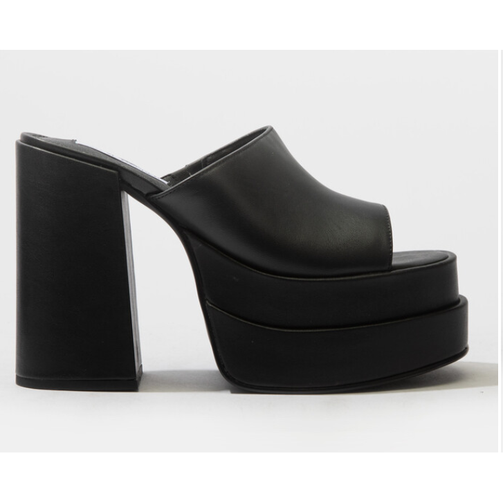 Steve Madden Cagey Black Leather Platform Sandal Heels – UK 6 EU 39