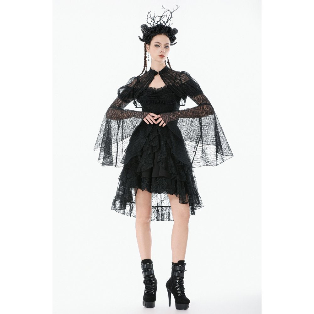 Dark in Love Elara Gothic Black Lace Shoulder Cape – Victorian Style