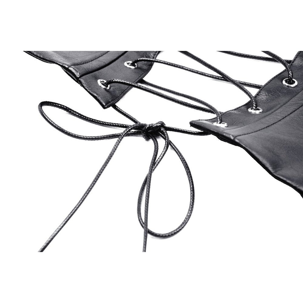 Dark in Love Elvira Goth Waist Belt – Layered Black Faux Leather