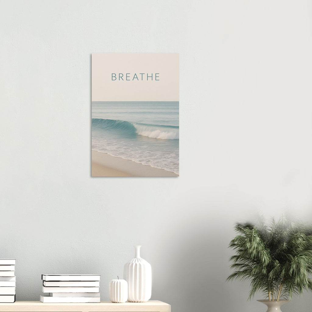 Breathe | Ocean Wave Minimalist Poster - Elegant Ocean Art Print for Home Decor