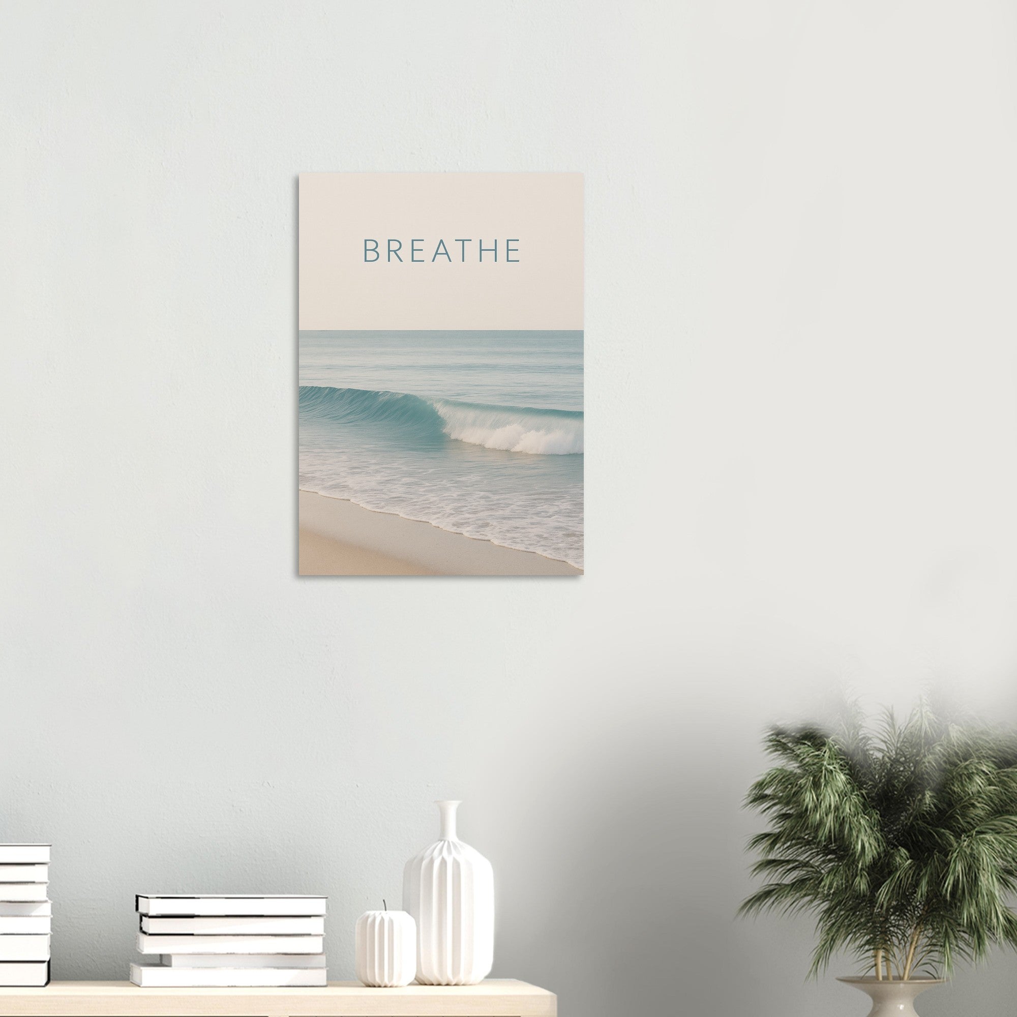 Breathe | Ocean Wave Minimalist Poster - Elegant Ocean Art Print for Home Decor