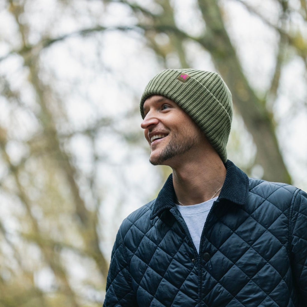 Swole Panda Organic Cotton Beanie – Sustainable Unisex Hat in Olive