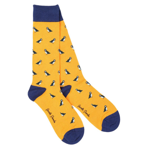 Swole Panda Puffin Bamboo Socks – Sustainable Yellow Novelty Footwear