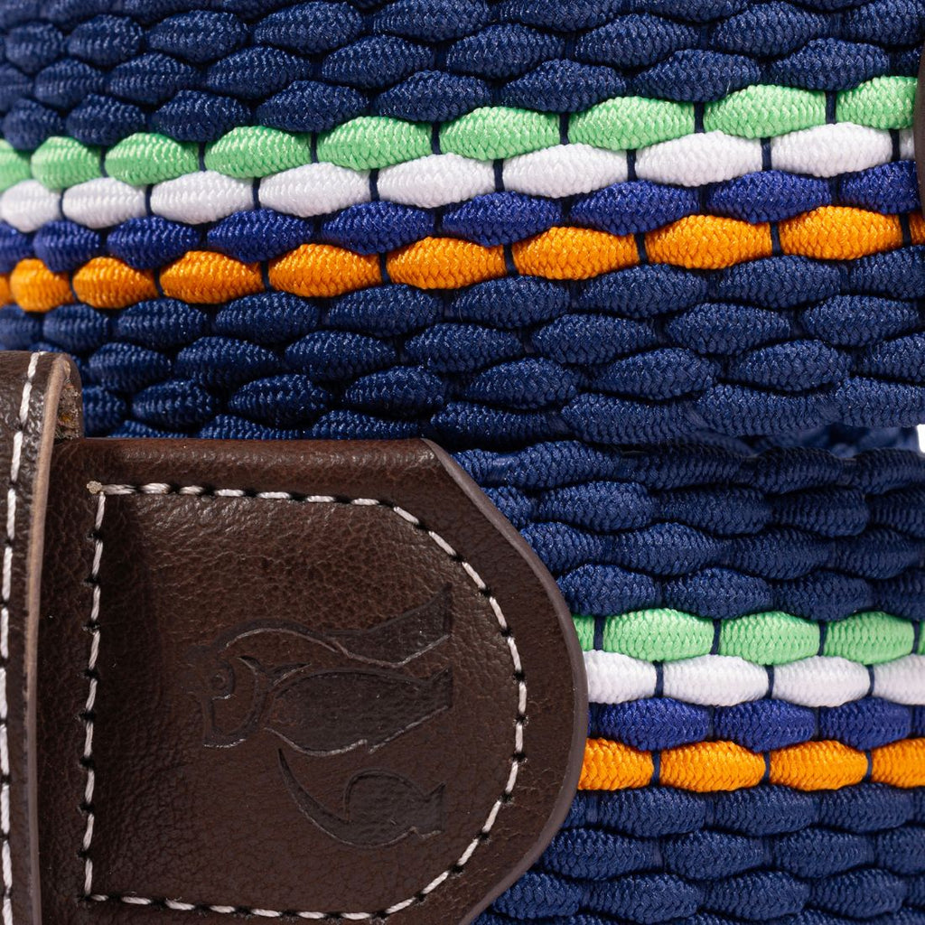 Swole Panda Recycled Woven Belt – Orange & Green Fine Stripe Elastic