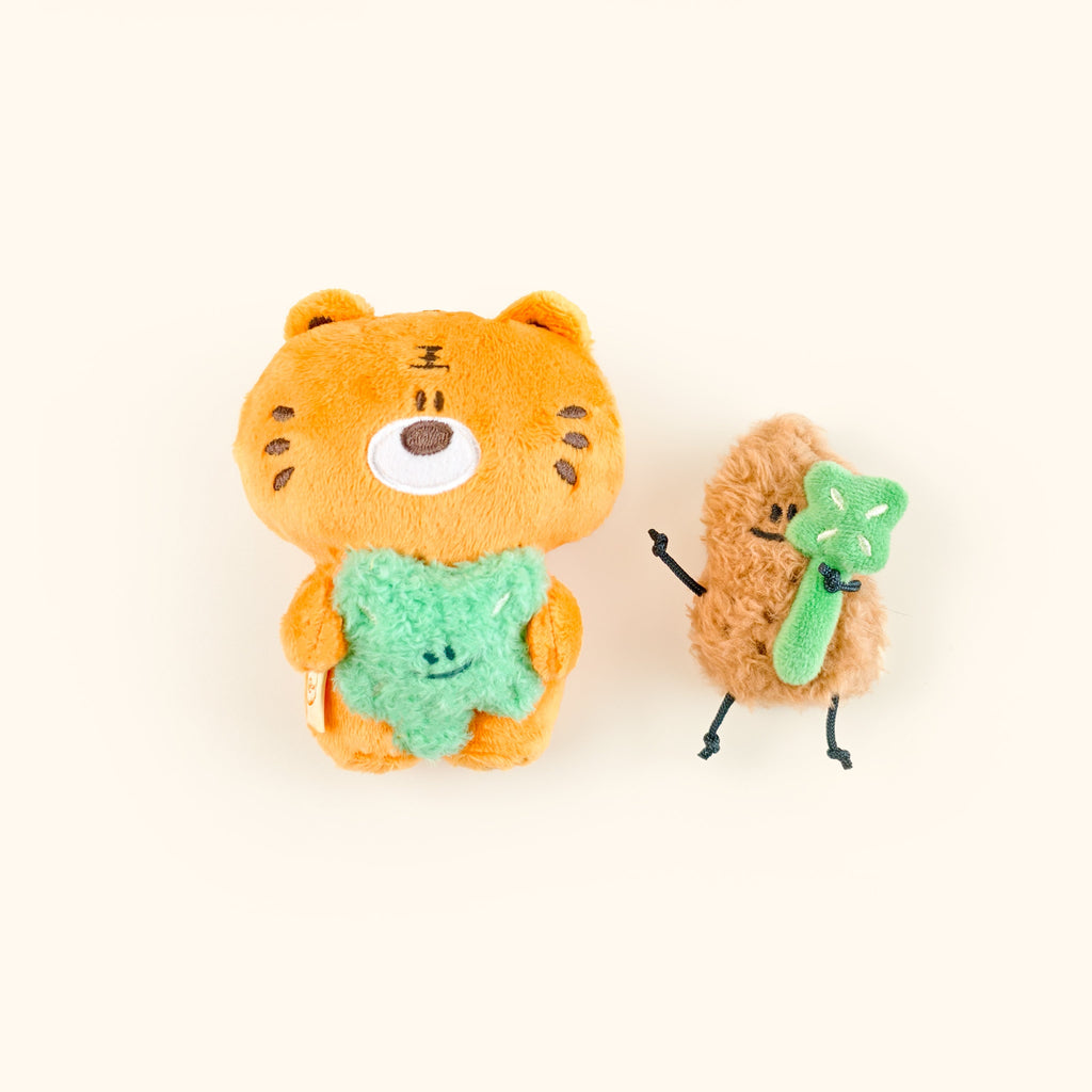 Tiger Peanut & Clover Bag Charm – Plush Keychain by Fickle Plan