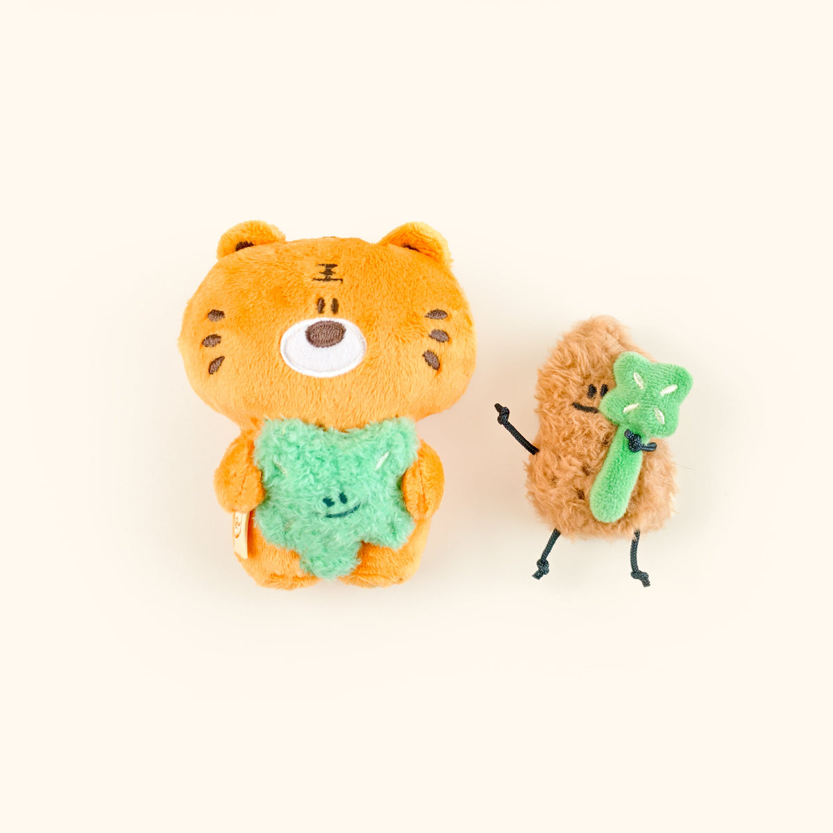 Tiger Peanut & Clover Bag Charm – Plush Keychain by Fickle Plan