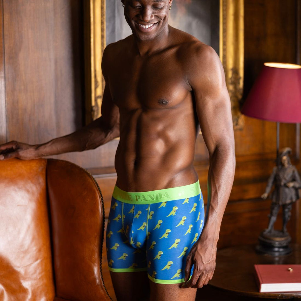Swole Panda Bamboo Boxers – T-Rex Print Breathable Men's Underwear