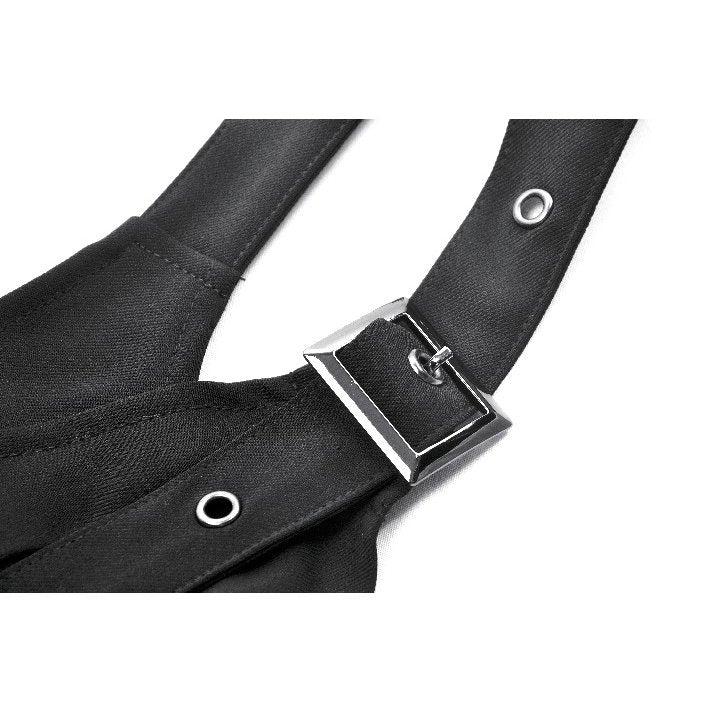 Dark in Love Evangeline Buckled Utility Crop Top - Black Goth Darkwear