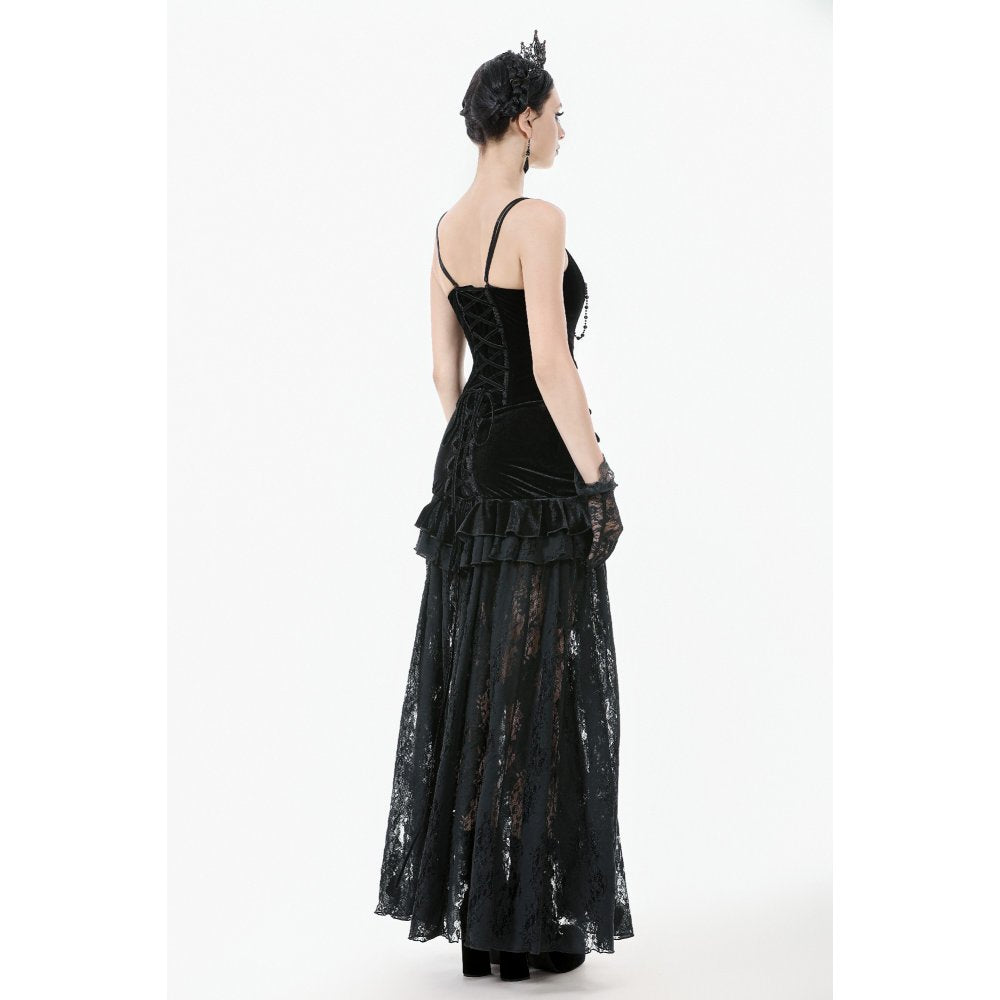 Dark in Love Morrigan Velvet & Lace Goth Top – Wine Red & Black