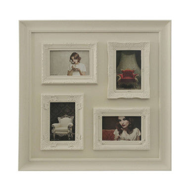 Orsina Maren Multi Photo Frame – 4 Window Cream Plastic Collage