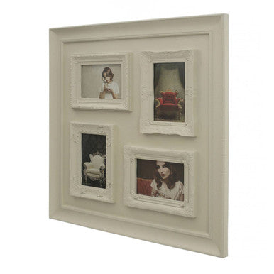 Orsina Maren Multi Photo Frame – 4 Window Cream Plastic Collage