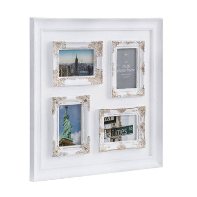 Orsina Maren Vintage White & Gold Multi Photo Frame – 4 Openings