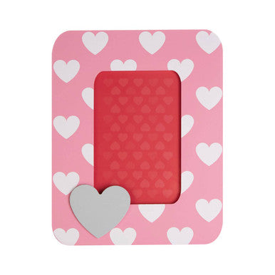 Orsina Kids Heart Design Photo Frame – Pink & White Glass Picture Frame