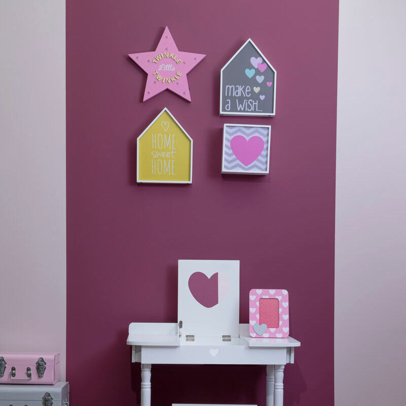 Orsina Kids Heart Design Photo Frame – Pink & White Glass Picture Frame