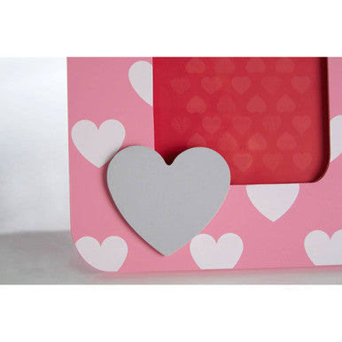 Orsina Kids Heart Design Photo Frame – Pink & White Glass Picture Frame