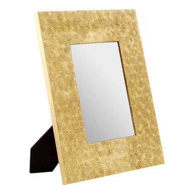 Orsina Bowerbird Gold Disc Photo Frame – 5x7 Metallic Tabletop Decor