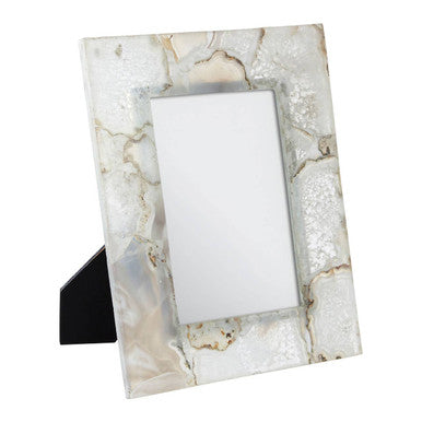 Orsina Bowerbird White Agate Photo Frame – 5x7 Modern Luxury Decor