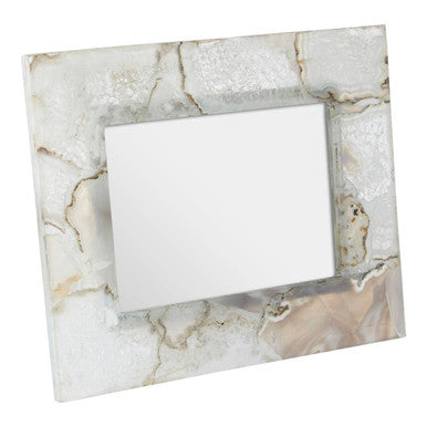 Orsina Bowerbird White Agate Photo Frame – 5x7 Modern Luxury Decor