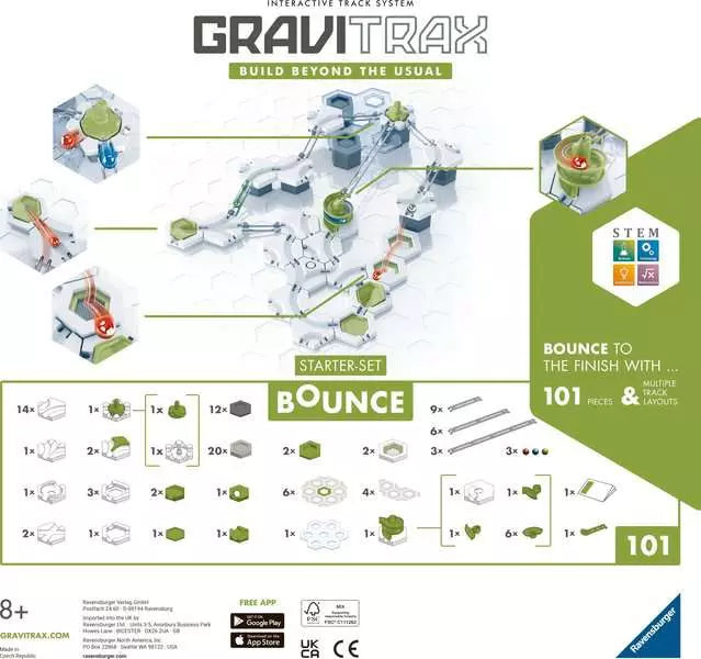 Ravensburger GraviTrax Starter-Set Bounce | 101-Piece Marble Run Set